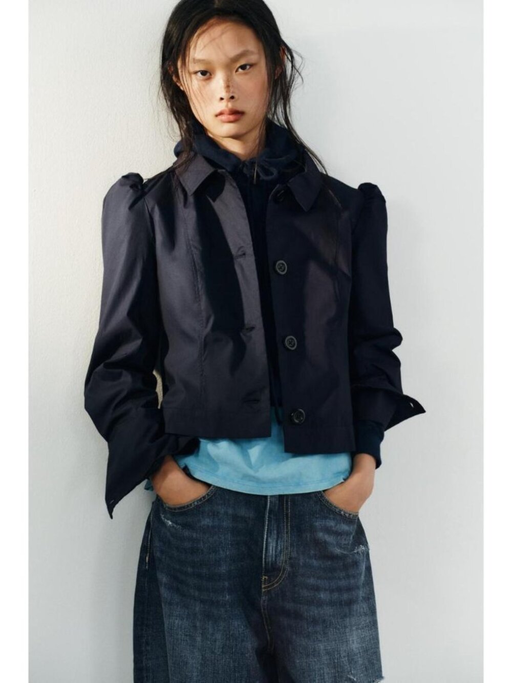 ZARA SHORT GATHERED-SHOULDER BLAZER 4772/707/407